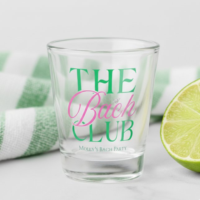 Copo De Shot Bach Club Modern Simple Green Bachelorette (Level up your pre-wedding style with “The Bach Club” shot glass!)
