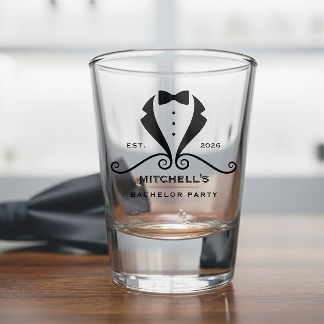 Copo De Shot Bachelor Party Tuxedo Suit Bowtie Groom Wedding (Bachelor Party Tuxedo Suit Bowtie Groom Wedding Shot Glass
)