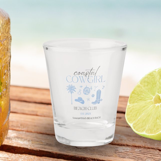 Copo De Shot Bachelorette Favor do Clube de Praia da Cowgirl Co (Coastal Cowgirl Shot Glasses Bachelorette Favors)