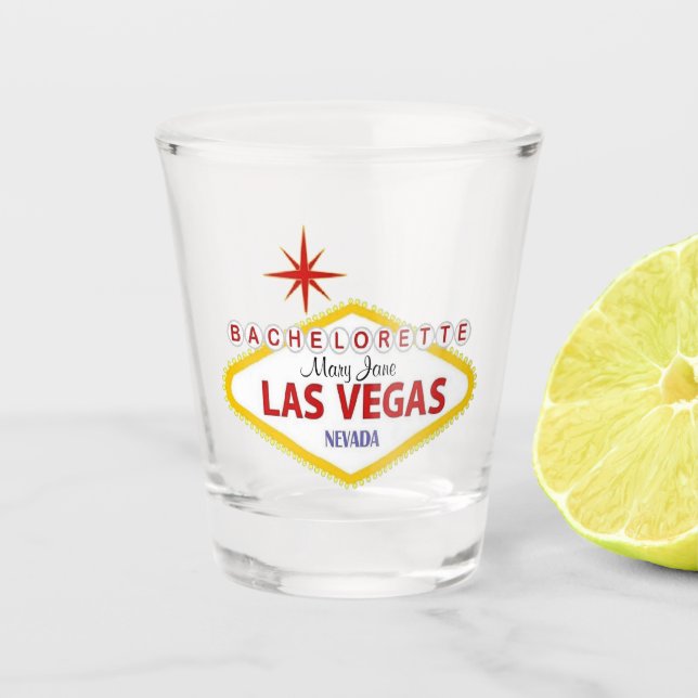 Copo De Shot Bachelorette Personalizada de Las Vegas (Frente)