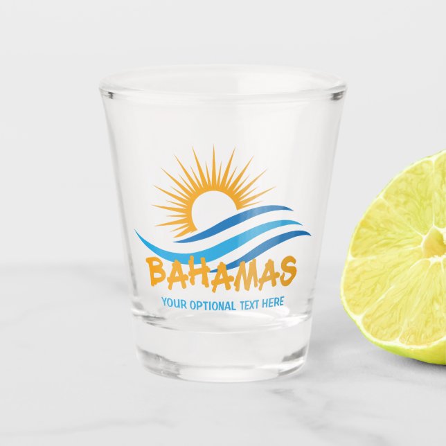 Copo De Shot Bahamas de texto personalizado (Frente)