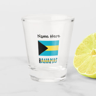 Copo De Shot Bahamas e Bandeira Bahamas com seu nome