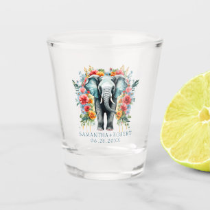Copo De Shot Baía Floral de Elefante Azul Branco
