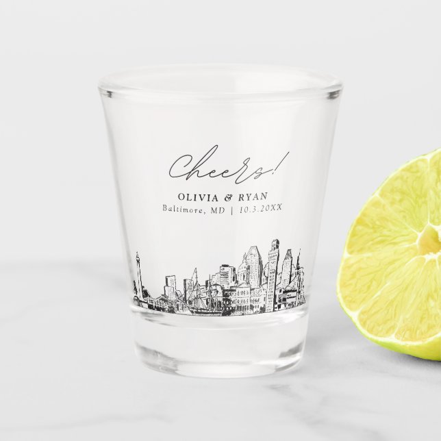 Copo De Shot Baltimore Wedding Favor Cheers Personalizados (Frente)