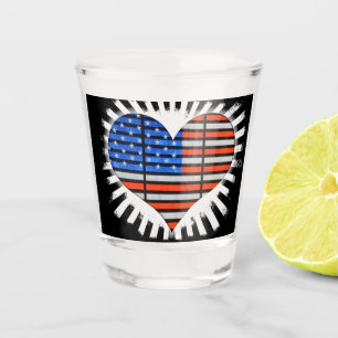 Copo De Shot Bandeira Americana com Forma de Coração Patriótica
