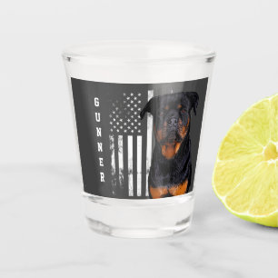 Copo De Shot Bandeira Americana do Cachorro Rottweiler legal