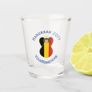 Copo De Shot Bandeira Belga de Hanukkah Personalizada do Anjo 