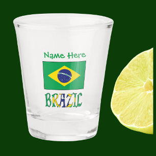 Copo De Shot Bandeira Brasileira Verde Personalizada Brasil