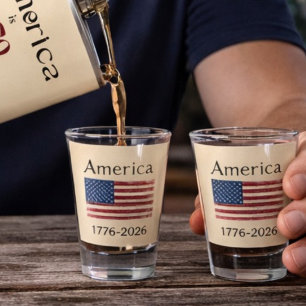 Copo De Shot Bandeira da América de 1776 a 2026 Aniversário de