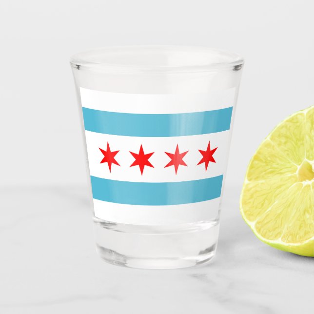 Copo De Shot Bandeira da cidade de Chicago (Frente)