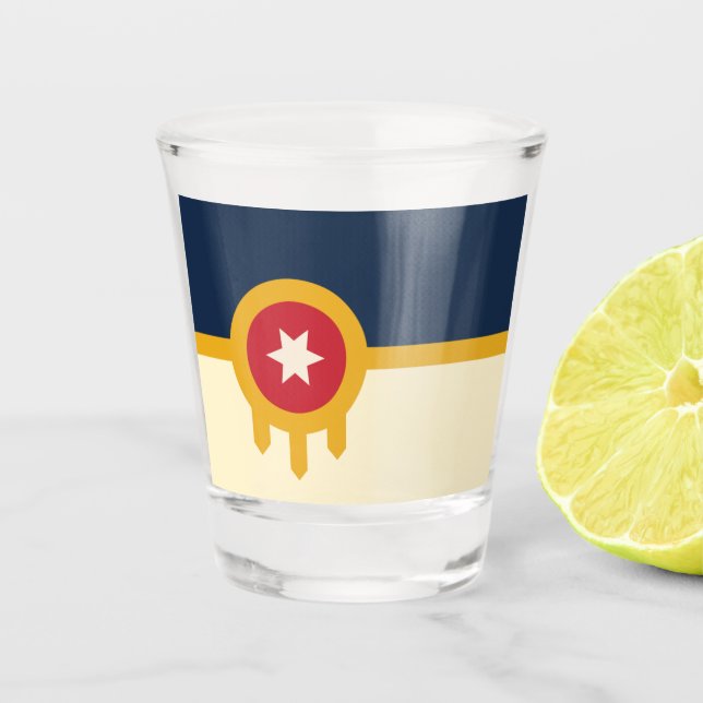 Copo De Shot Bandeira da cidade de Tulsa (Frente)