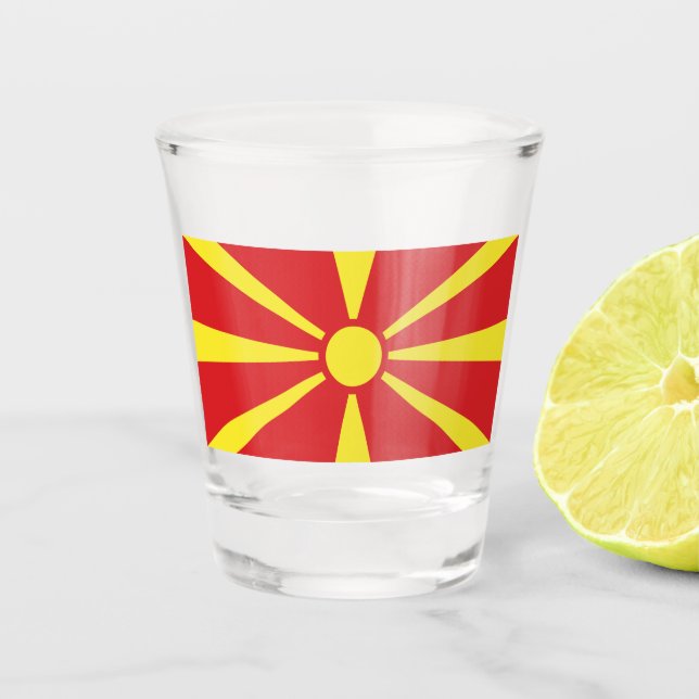 Copo De Shot Bandeira da Macedônia do Norte (Frente)