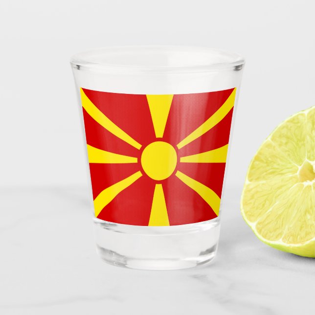 Copo De Shot Bandeira da Macedônia do Norte (Frente)