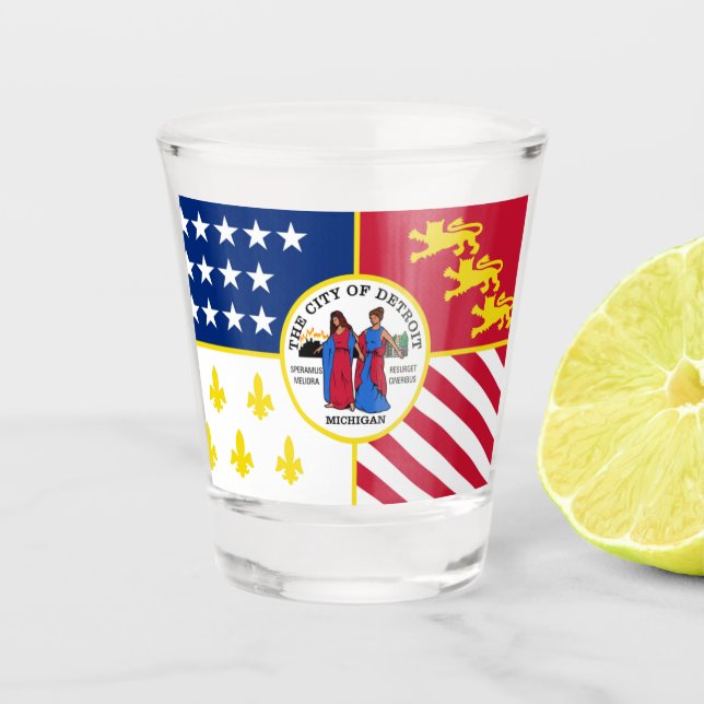 Copo De Shot Bandeira de Detroit (Frente)