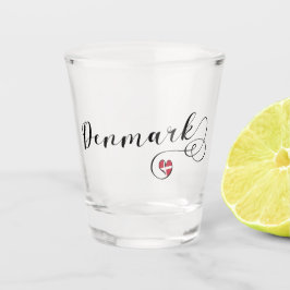 Copo De Shot Bandeira de Dinamarca no coração, dinamarquês