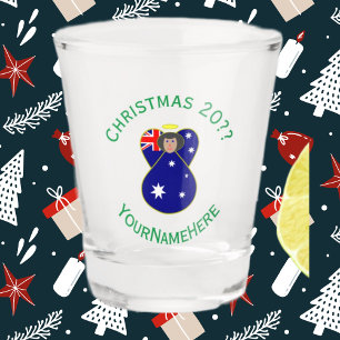 Copo De Shot Bandeira de Natal do Anjo Australiano Personalizad