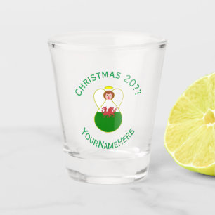 Copo De Shot Bandeira de Natal do Anjo Galês Personalizada