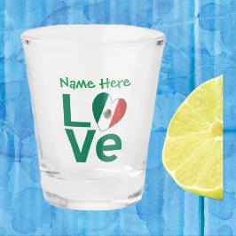 Copo De Shot Bandeira do Amor Mexicano em Verde Personalizada