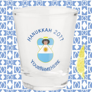 Copo De Shot Bandeira do Anjo do Hanukkah Argentino Personaliza