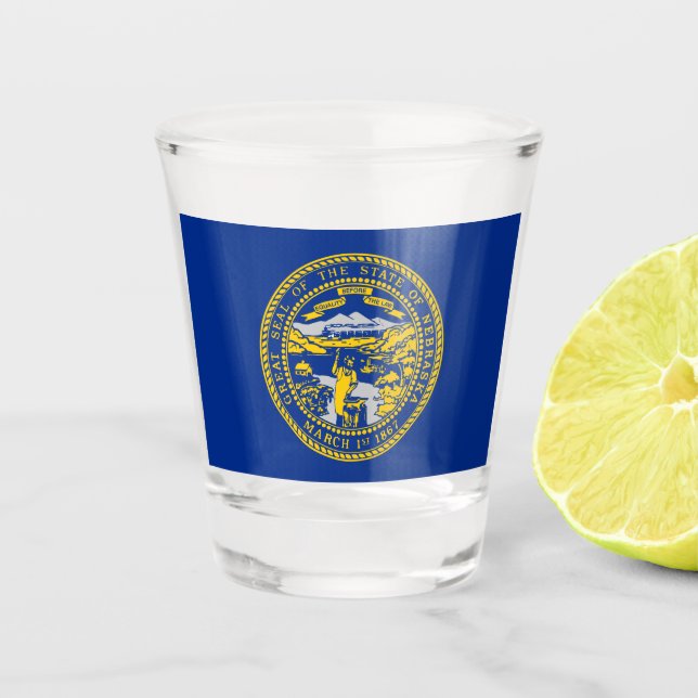 Copo De Shot Bandeira do Estado do Nebraska (Frente)