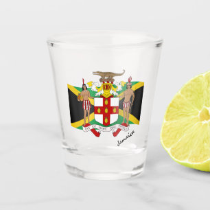 Copo De Shot Bandeira jamaicana e casaco de armas da Jamaica /