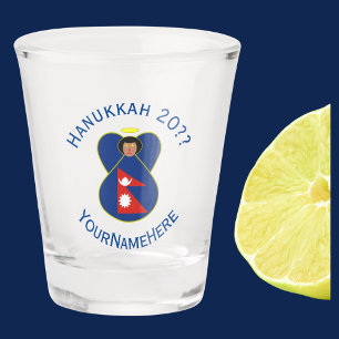 Copo De Shot Bandeira Nepali do Hanukkah Personalizada 