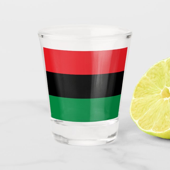 Copo De Shot Bandeira Pan-Africana e Símbolo Unia / fã de espor (Frente)