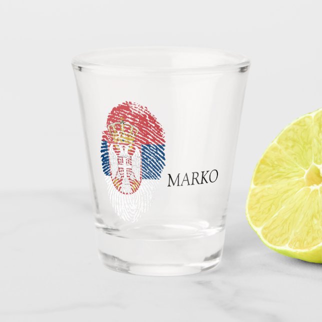 Copo De Shot Bandeira sérvia, patriótica (Frente)