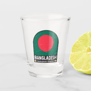 Copo De Shot Bangladesh Flag Emblem Dissipado Vintage