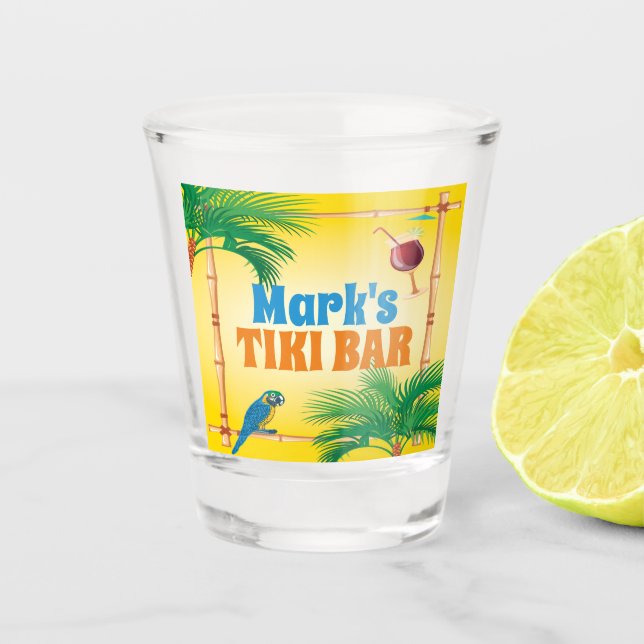 Copo De Shot Bar Tiki com Partes e Bebidas e Nome Personalizado (Frente)
