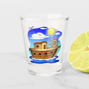 Copo De Shot Barco de Pesca Cartoon