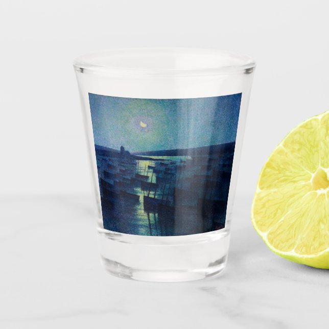 Copo De Shot Barcos de pesca à Lua (Camaret, França) (Frente)