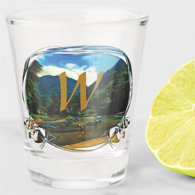 Copo De Shot Barcos De Pesca Do Rio Mismaloya 0344 (Criador carregado)