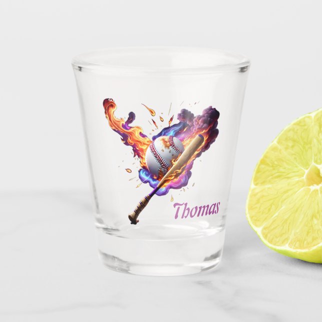 Copo De Shot Baseball no Fogo. (Frente)