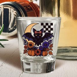Copo De Shot Bat De Halloween Com Estética Gótica Da Lua