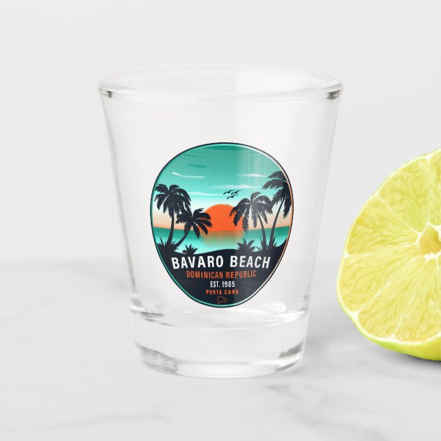Copo De Shot Bavaro Beach Dominicana Retro Sunset Souvenir 60 a (Frente)