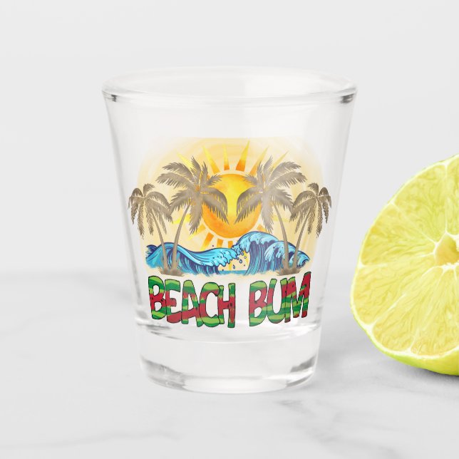 Copo De Shot Beach Bum | Melancia, Ondas Oceânicas e Sol Tropic (Frente)