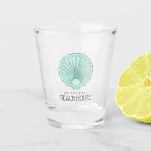 Copo De Shot Beach House Clam Shell Aqua Blue ID623