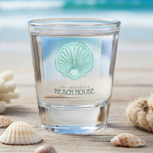 Copo De Shot Beach House Clam Shell Aqua Blue ID623