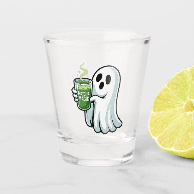 Copo De Shot Bebendo Fantasma do Spookie Halloween Matcha Drink (Frente)