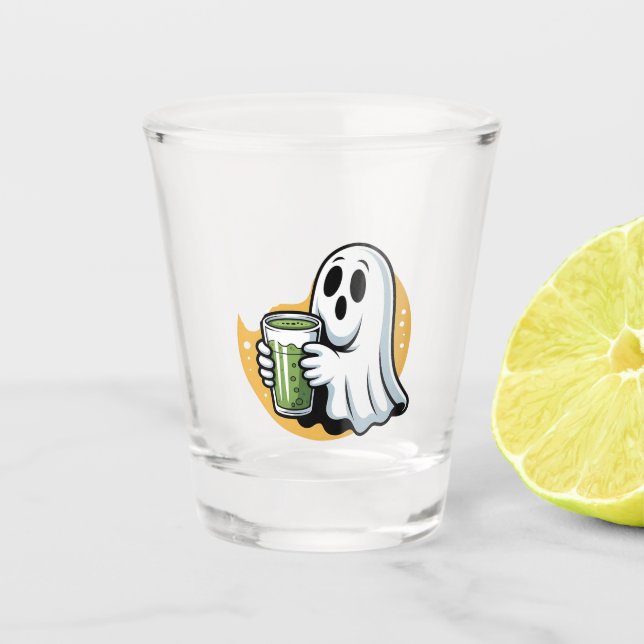 Copo De Shot Bebendo fantasma fantasma Matcha Halloween (Frente)