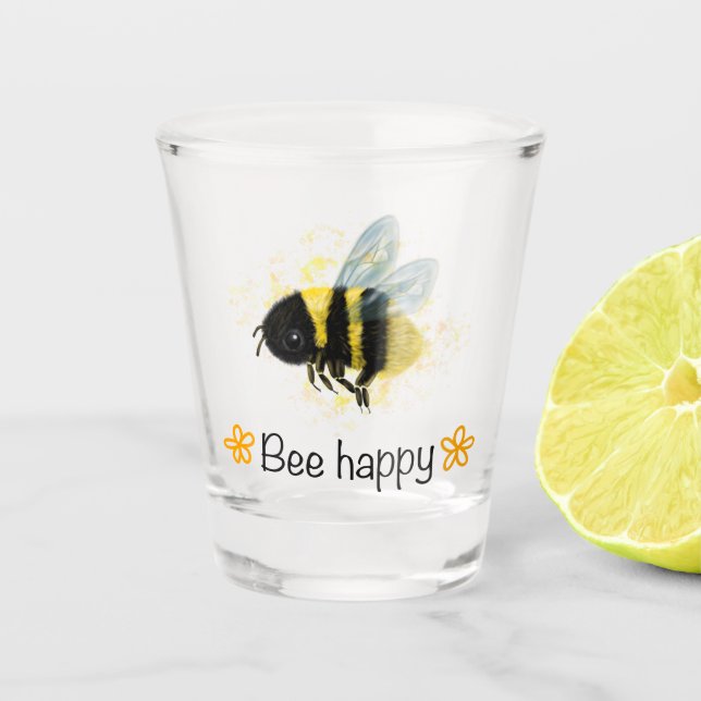 Copo De Shot Bee Happy! Bumble Bee Shot glass (Frente)
