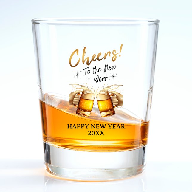 Copo De Shot Beer Mug Dourado Cheers to Véspera de ano novo Par (Beer Mug Gold Cheers to New Years Eve Party 2024 Shot Glass)