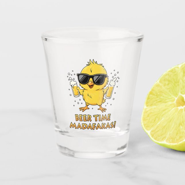 Copo De Shot Beer Time Madafakas Meme Pato Goose Retro (Frente)