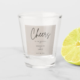 Copo De Shot Beige Mínimo de Vidro De Casamento