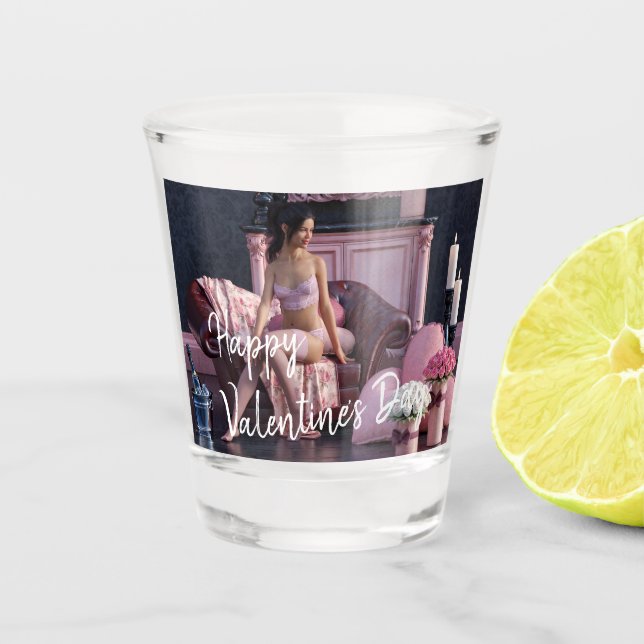 Copo De Shot Beleza do dia de os namorados na Lingerie do sofá (Frente)