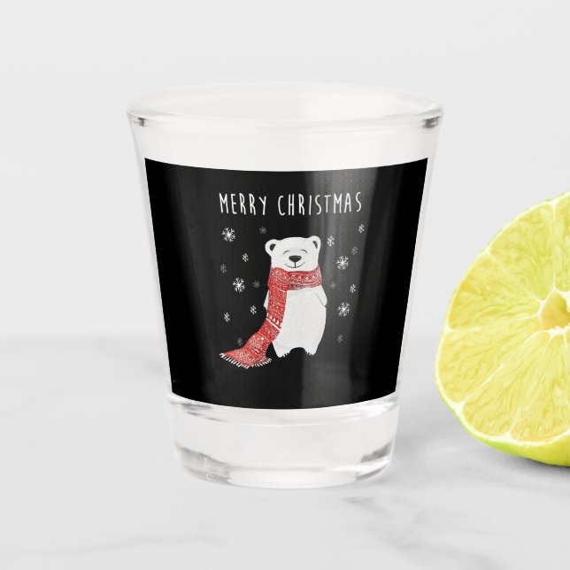 Copo De Shot Belo Urso Polar Feliz Natal Xmas (Frente)
