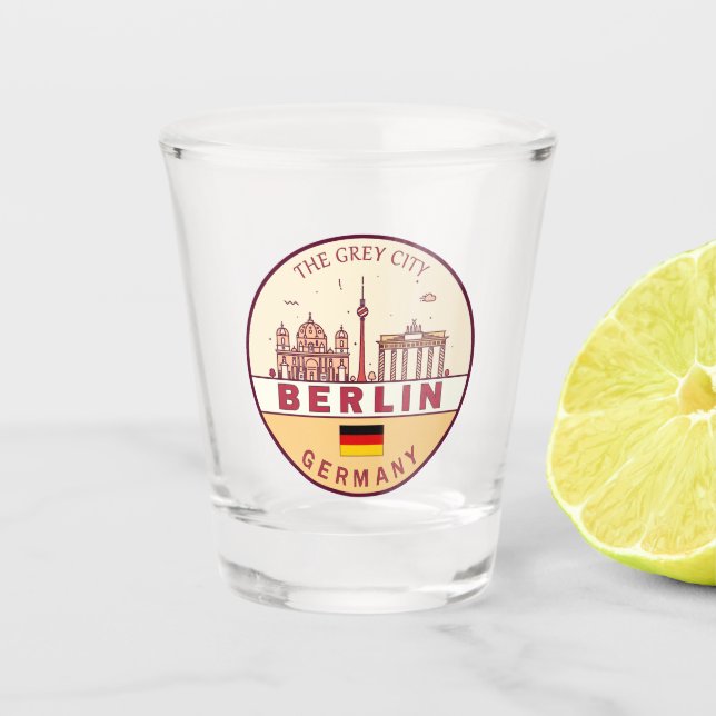 Copo De Shot Berlim Alemanha Cidade Skyline Emblem (Frente)