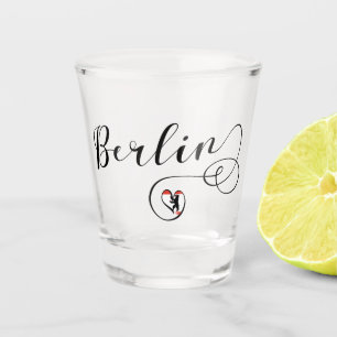 Copo De Shot Berlin Hearatshirt, Alemanha, Bandeira de Berlim