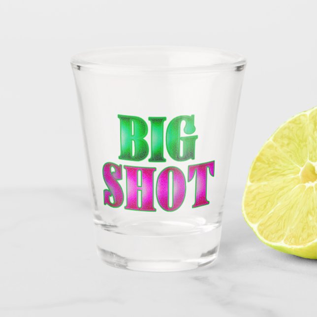 Copo de Shot “Big Shot” Verde e Rosa em Negrito (Frente)